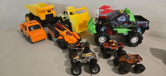 Huge Boy's Toy Vehicle Bundle - Monster Trucks, Dump Truck & VTech Dino!