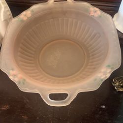 1930s Hocking Mayfair Rose Depre ssion Glass Pink Frosted Satin Do...