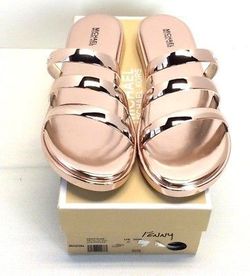 Michael Kors Keiko Slide Sandals Gold Silver 5m