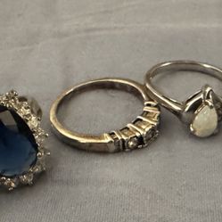3/4 Carat Engagement Ring Silver Band 