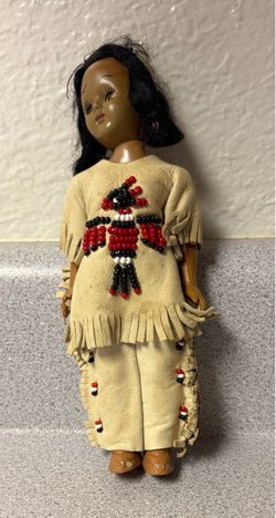 Vintage Indian Doll with Beaded Outfit