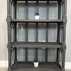 Gray Wood 4 Tier Decorative Shelf