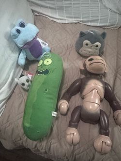 Assorted Plush & Toy Lot – Rick and Morty, Frog, Monkey & More