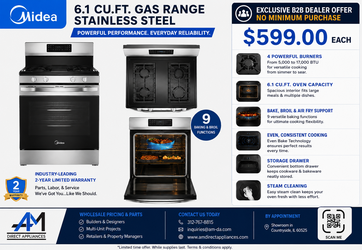Midea 30" Gas Range $599.00