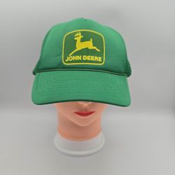 Vintage KC John Deere Green MeshSnapback TruckerHat.  3