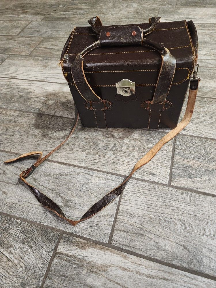 Vintage leather camera bag tote