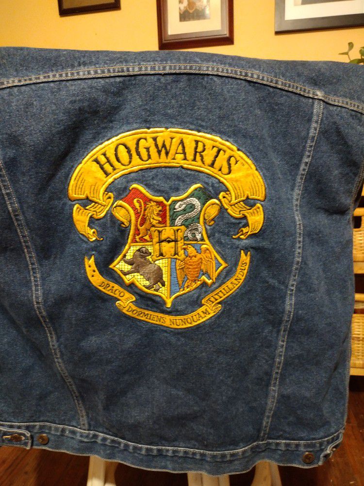 Harry Potter s Hogwarts Vintage Denim Jacket By Warner Bros