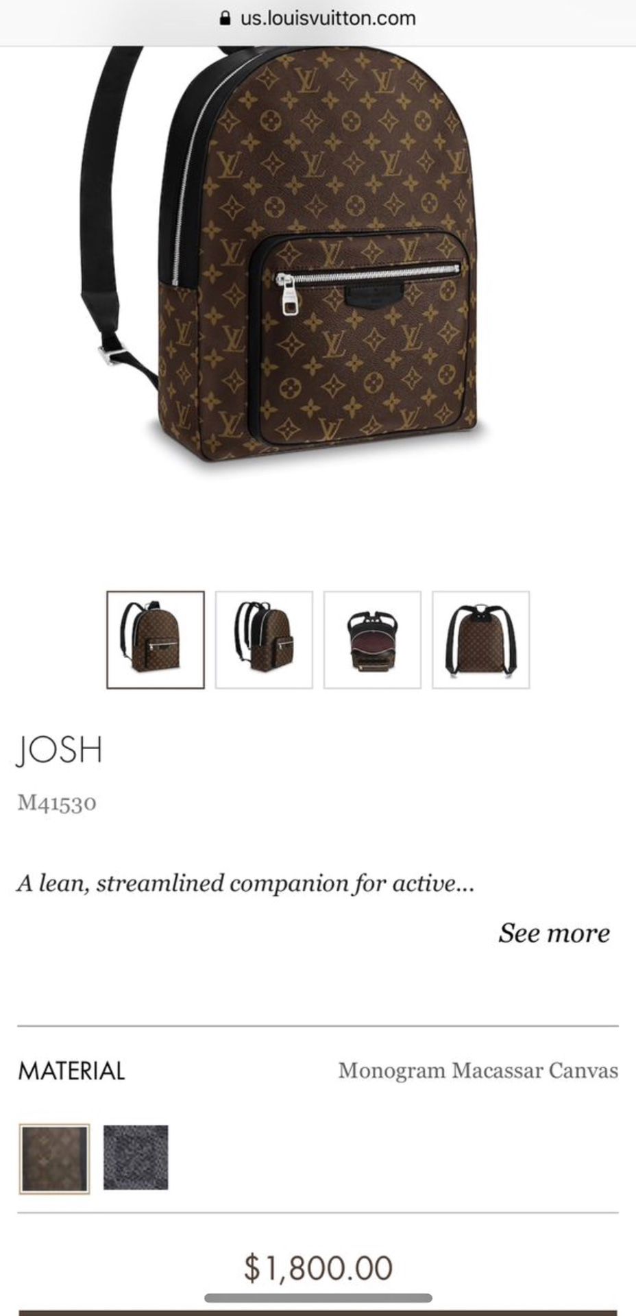 Louis Vuitton Josh Backpack for Sale in Los Angeles, CA - OfferUp