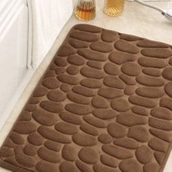 1pc Foam Sponge Coffee Stone Pattern Anti-slip Water Absorbent Bathroom Floor & Shower Mat, Suitable For Bathroom And Washroom