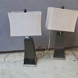 Brushed Steel Curved Table Lamp