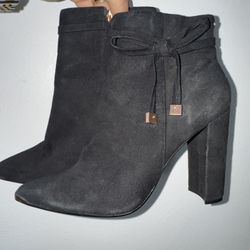 Ted Baker Women's Qatena Suede Bow Detail  Ankle Boots Black Size 40 (US 9)