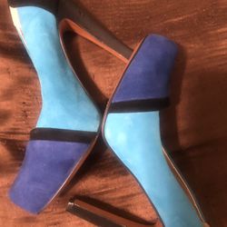 Blue, Turquoise & Black Heels  - Size 7 1/2
