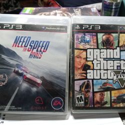 (2×) Sony PS3 Games {C.I.B.} GTA V & Need For Speed : The Rivals