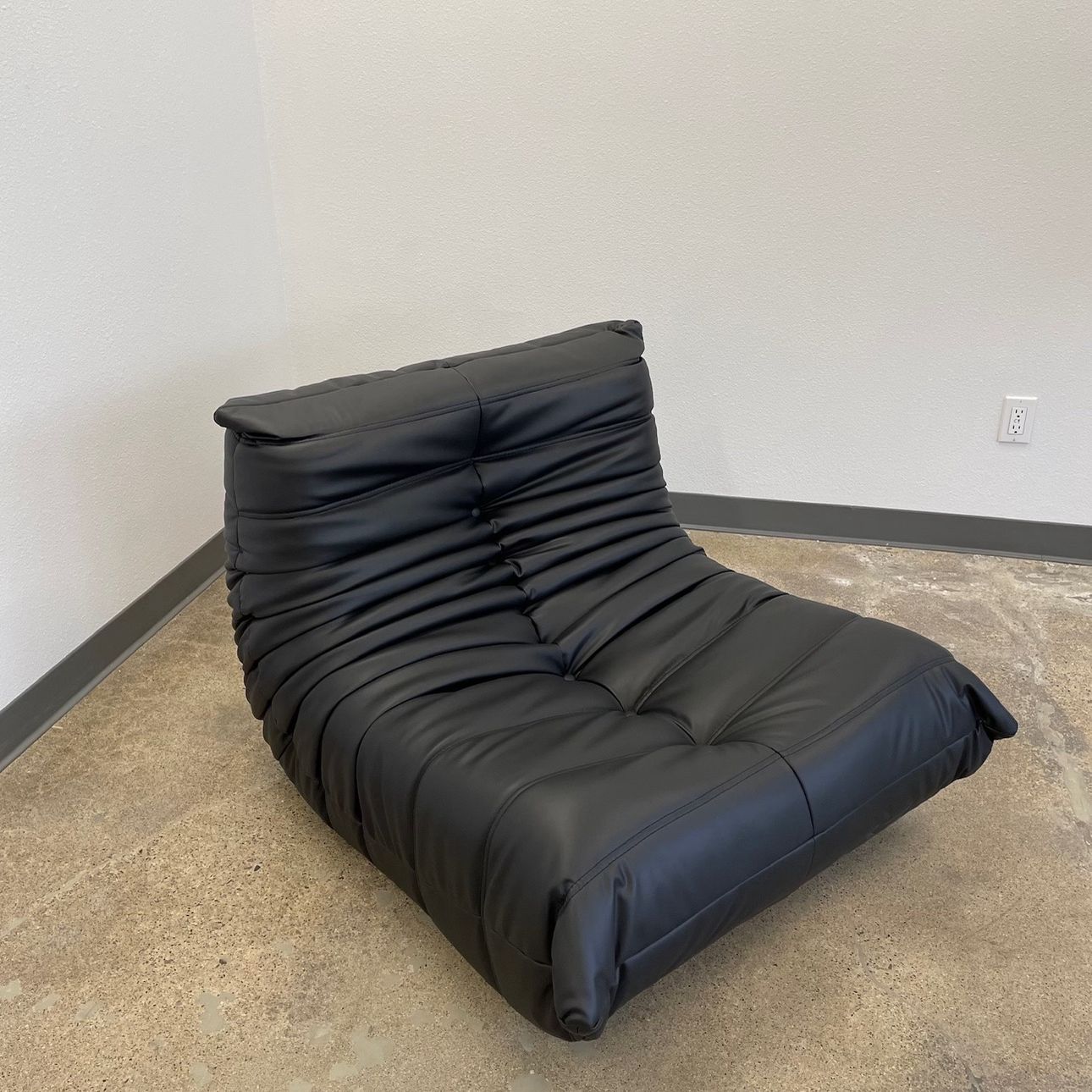 Brand new Black Leather Togo- inspired Single Sofa  