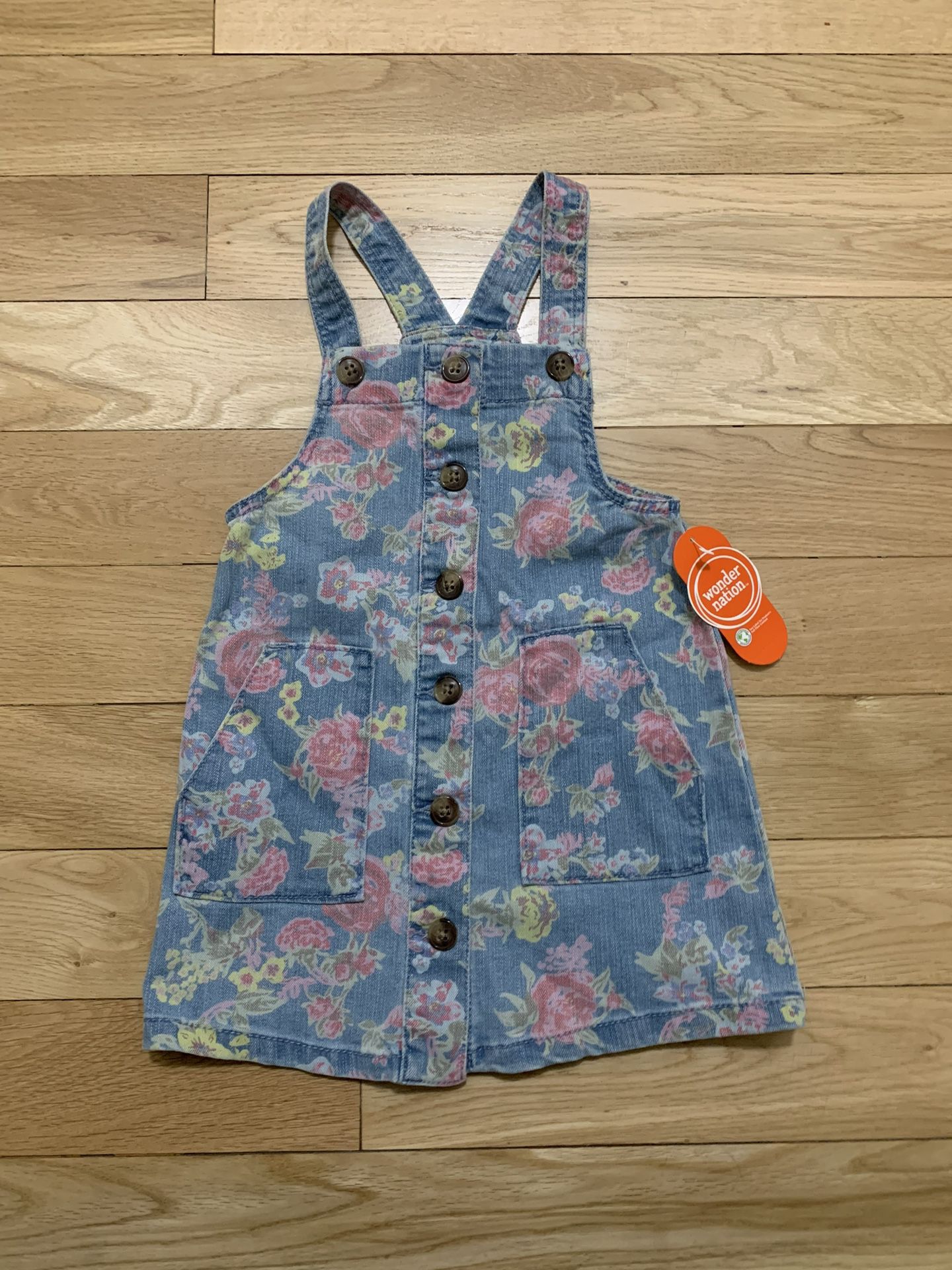 Jean Flowery Overall Dress Size 3T