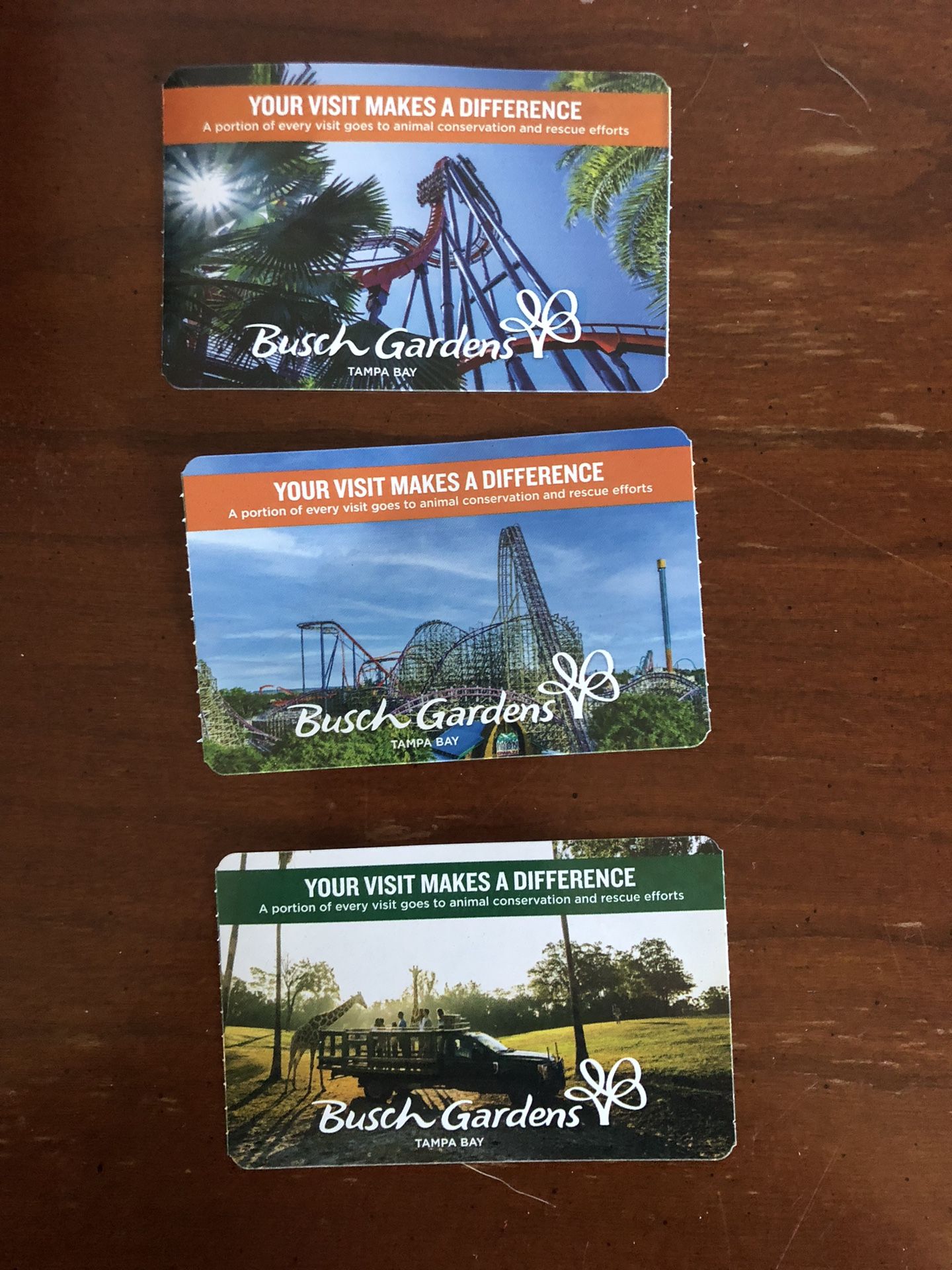 Busch Gardens Entry Tickets (3)