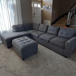 Coaster Stonesse Sectional Sofa – Gray (Includes Storage Ottoman)