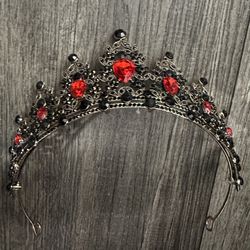 Red Black Gold Gems Birthday Quinceanera Crown Tiara Corona
