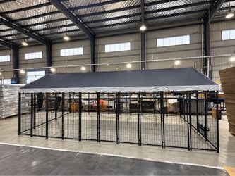 Large Outdoor Dog Kennel with Roof Cover 10x19FT