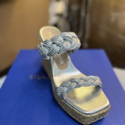Stuart Weitzman Braida Espadrille Sandal Silver Size 7.5
