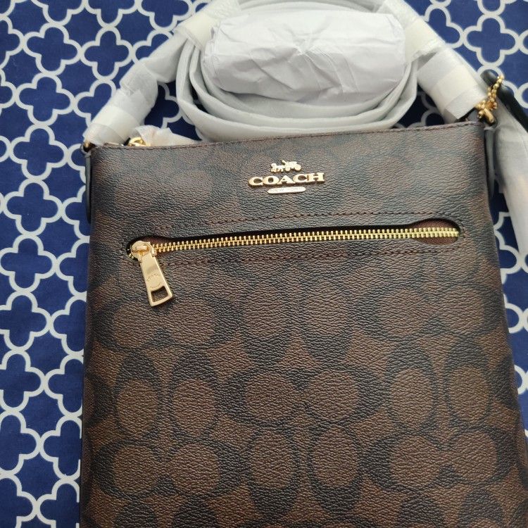 Coach Mini Roman File Bag In Signature Canvas 