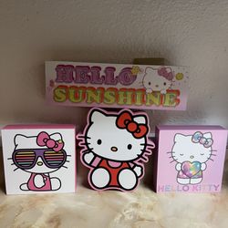Hello Kitty Pink Wooden Signs