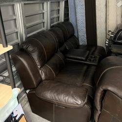 Costco Leather Sectional Reclining Couch 