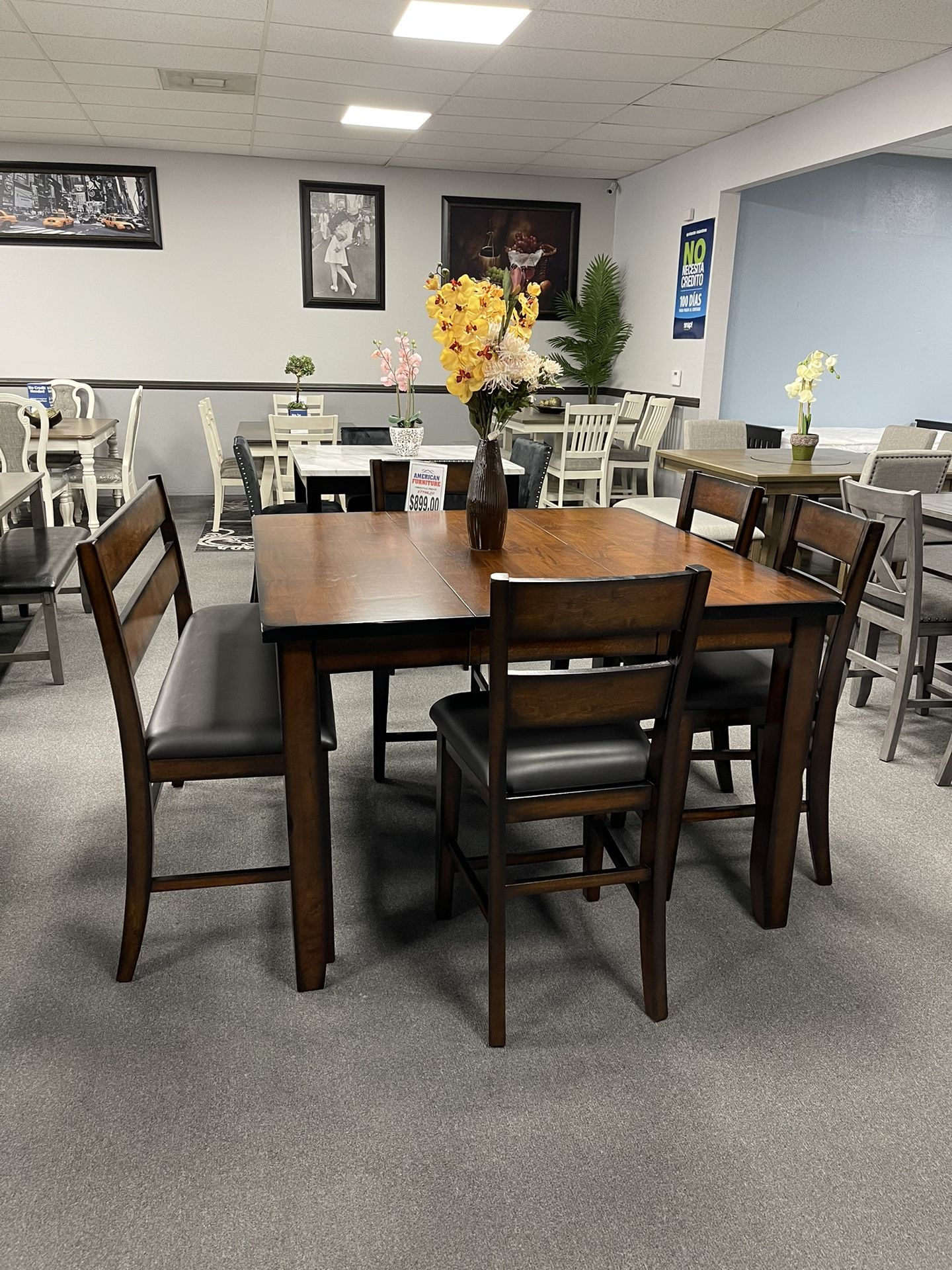 6PC Brown Dining Table Set