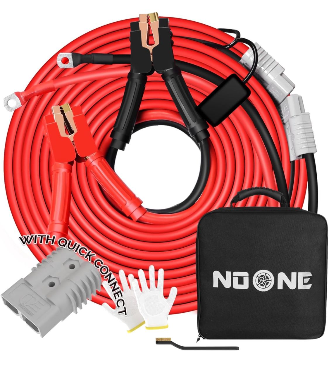 NOONE Booster Jumper Cables Heavy Duty 2/0 Gauge 30 FT 1500 AMP with Quick Connect Plugs for Truck SUV Car with up to 8-Liter Gasoline