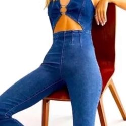 Free People Denim Jumpsuit 