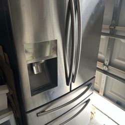 Please read description Samsung refrigerator. It works just started to freeze top part refrigerator.  freezer works Needs New Power Cord Sold As Is 