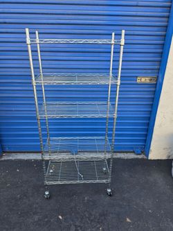 5-Tier Chrome Wire Shelving Unit on Wheels