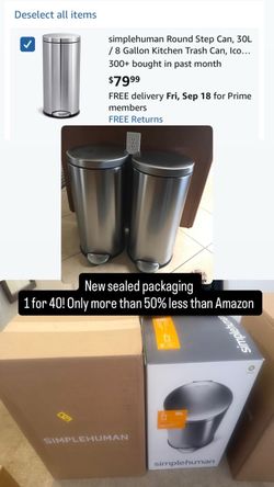 Round Step Can, 30L / 8 Gallon Kitchen Trash Can, Iconic Round Shape, 150,000-Step Pedal, Lid Shox®️ Silent Close, Removable Inner Bucket, Brushed Sta