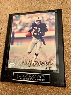 Cliff Branch Signed Raiders Plaque - HOF, JSA