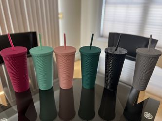 Matte  Black Studded Tumbler with Straw and Lid ( Decals Available )