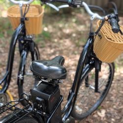 2 Electric Bikes With Matching Topeak Bike Seats 