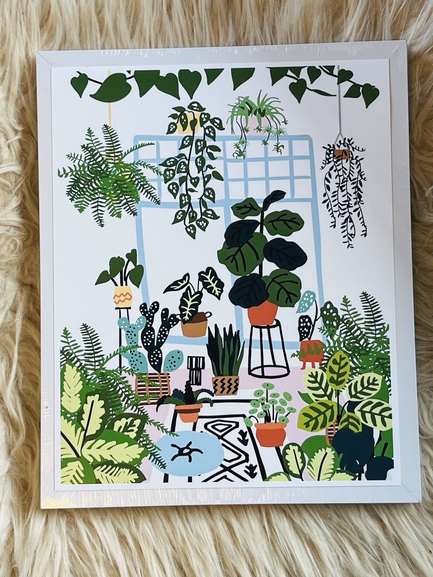 Framed 8x10 Plant Lover Art Print Whimsical Greenery Design