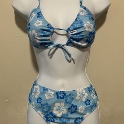 Aloha Blue & White Two Piece Bikini Set  Size Small