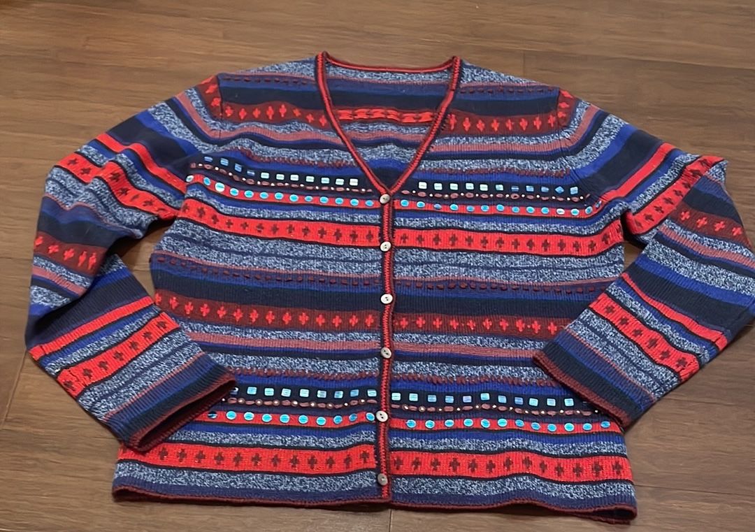 Vintage Striped Multicolor Cardigan Sweater