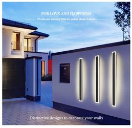 23.6" Outdoor LED Wall Lights – 2 Pack Black IP65 2A-4