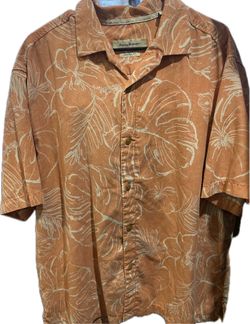 TOMMY BAHAMA Men’s Hawaiian Aloha Shirt in Orange Size XL