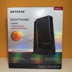 Netgear Nighthawk CM2000 2.5Gbps Multi Gig Internet Speed Cable Modem DOCSIS 3.1 