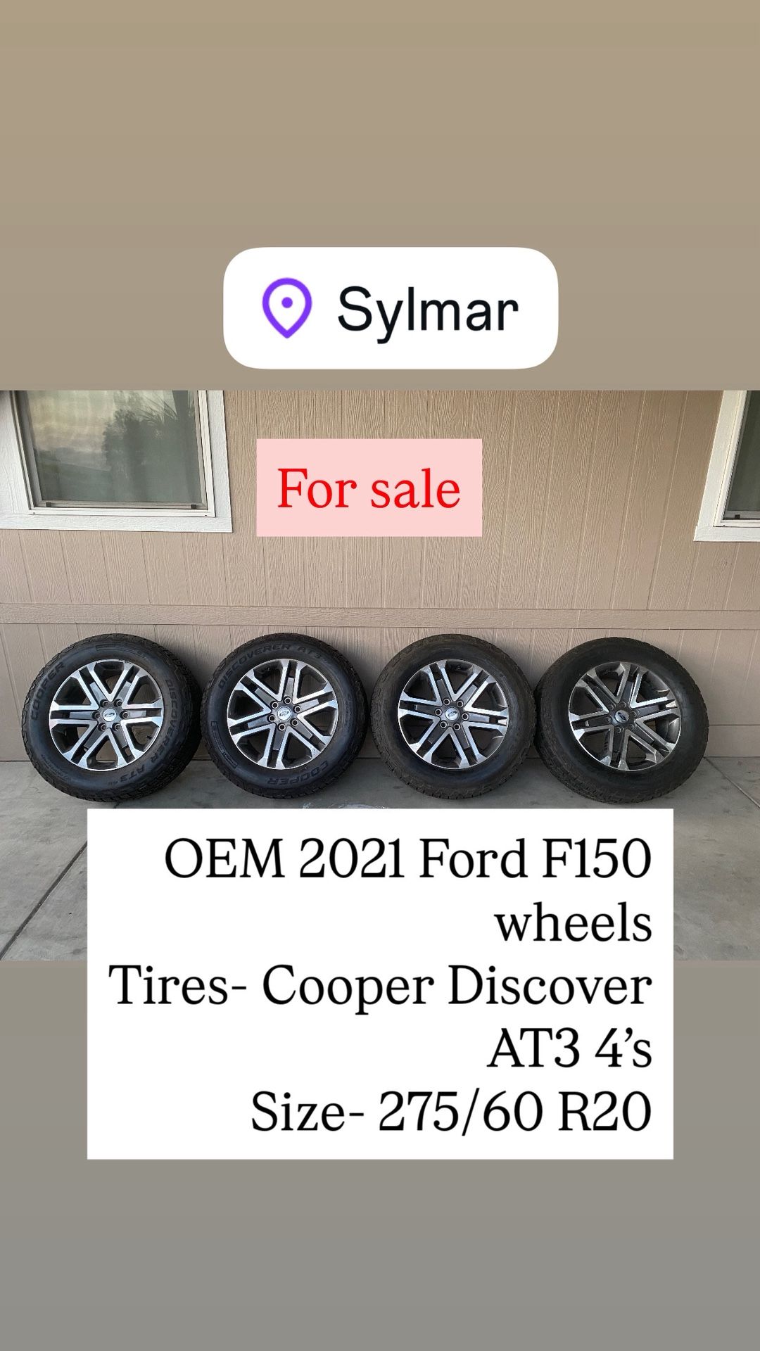 2021 Ford F150 Wheels/ Tires 275 60 20