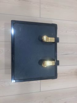 Piano Leather Briefcase with Gold Latches
