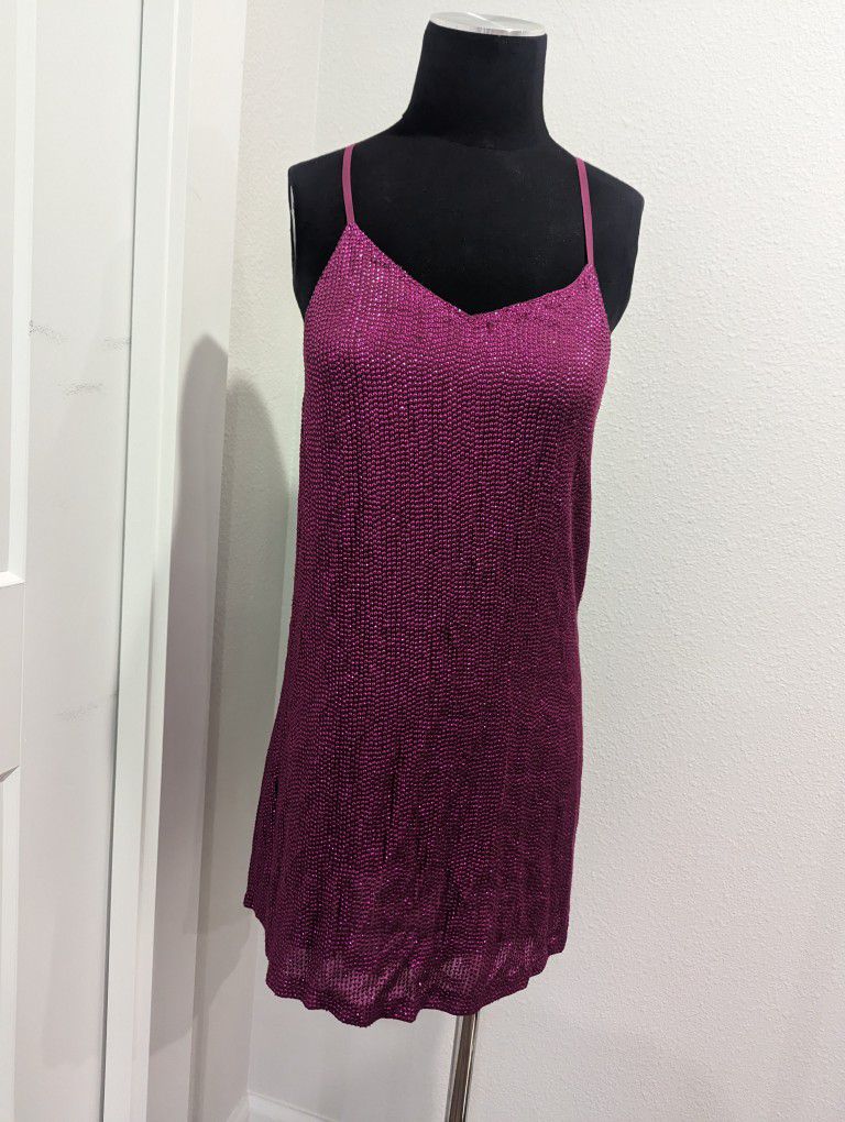 MLV Carmen sequin dress in magenta purple sz xs