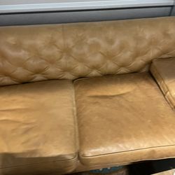 Leather Sofa Poly & Bark Tufted Essex Sofa
