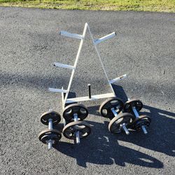Adjustable Dumbbells with Weight Tree Stand