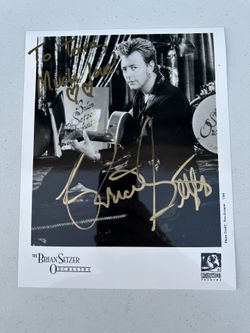 The Brian Setzer Orchestra Autographed Hollywood Records Press Promo Photo