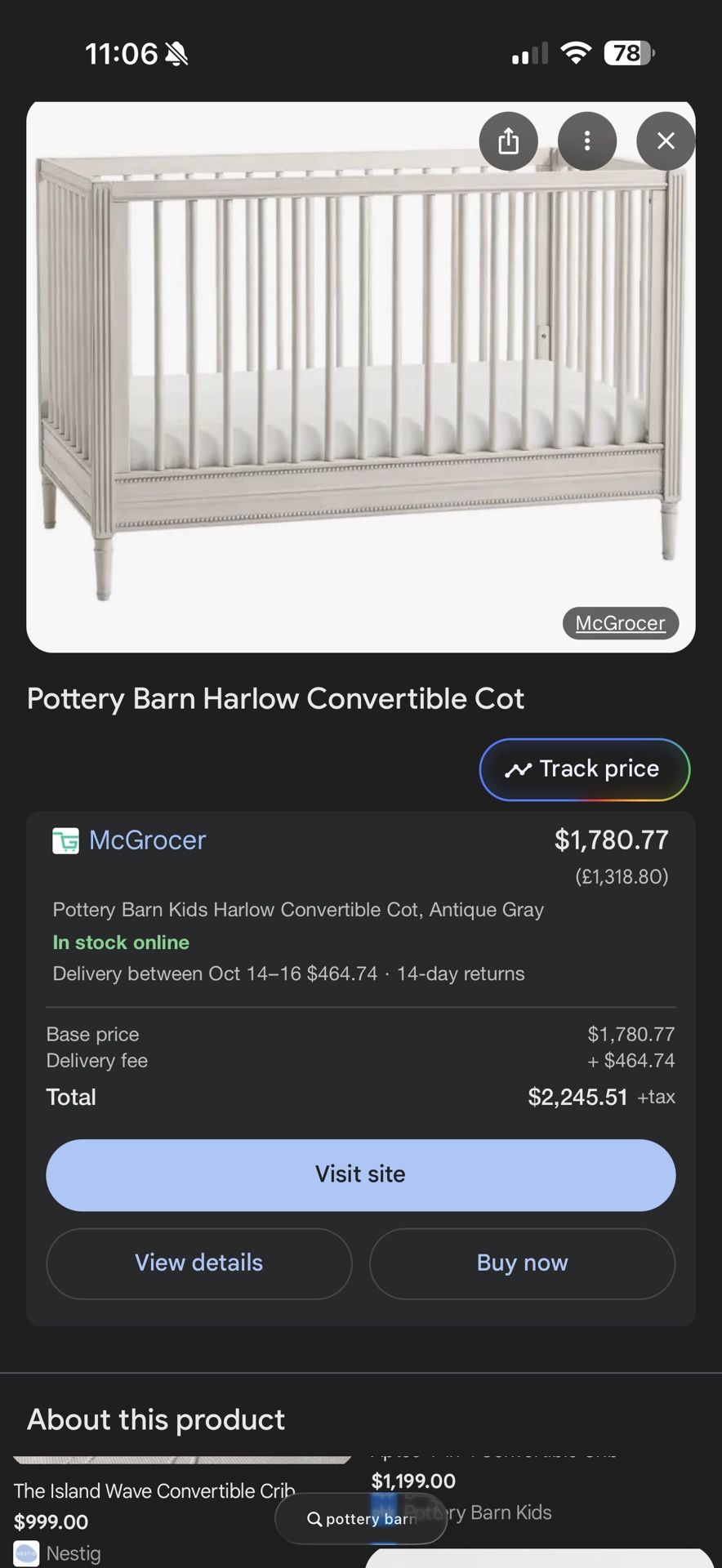 Pottery Barn, Crib