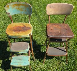 Two Vintage Cosco metal step stool chair